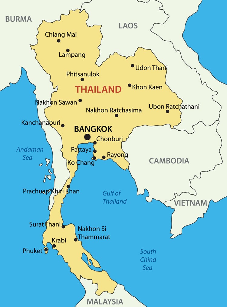 mapa tailândia - Preciso Viajar